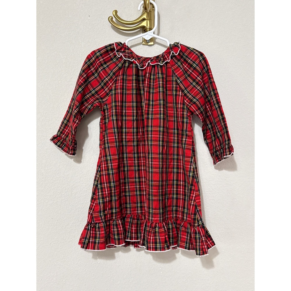 Sweet Dreams Nightgown Baby Girl 18M Red Plaid Ruffle Holiday Sleepwear